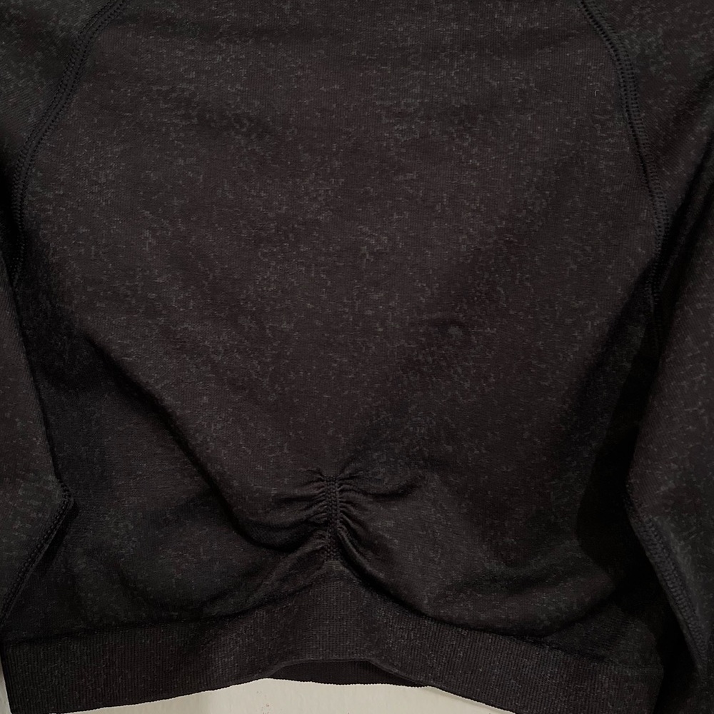 Adapt Fleck Seamless Long Sleeve Crop Top Crew Neck Activewear Tops Black Medium - Picture 4 of 9